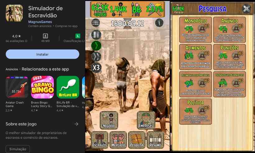 Simulador de escravidão': game com negros em volta de 'senhor' branco e  torturas é removido da loja do Google