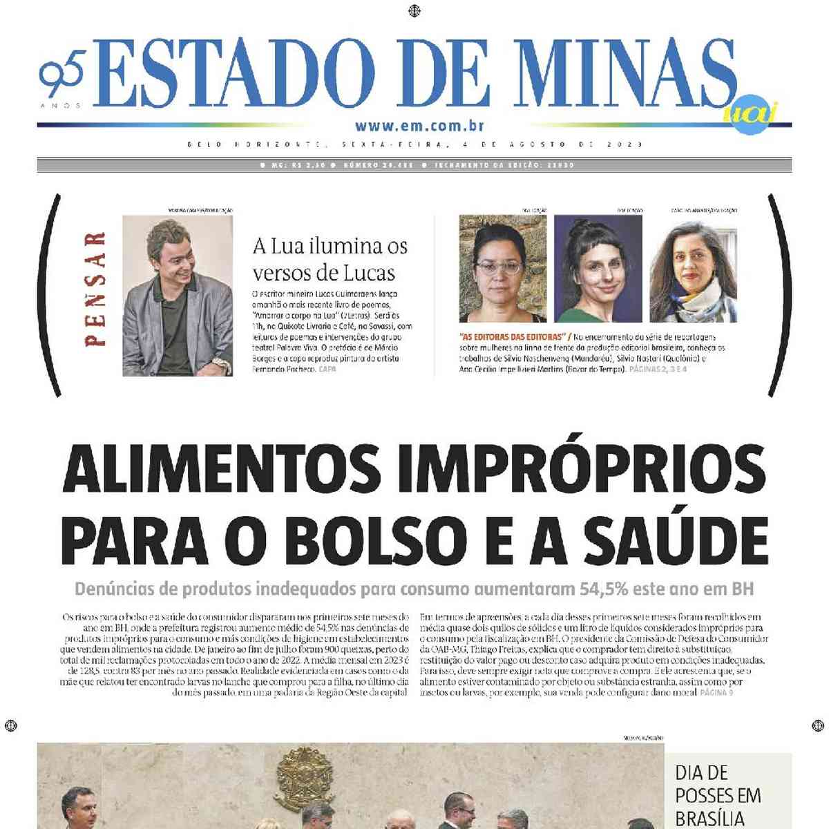 Confira a Capa do Jornal Estado de Minas do dia 10/08/2023