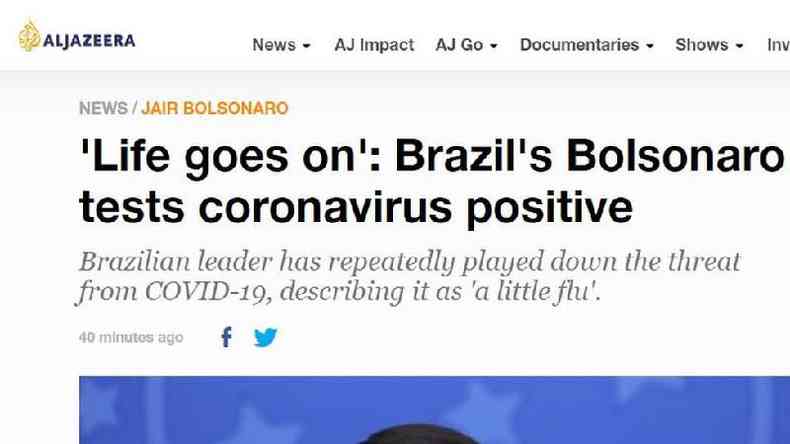 Segundo Al Jazeera, Bolsonaro 