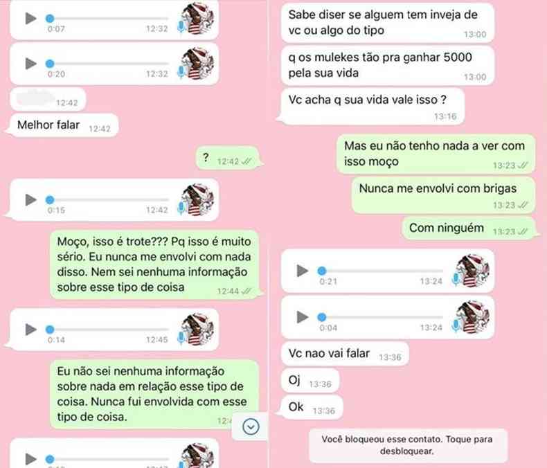 prints de conversas de whatsapp que demonstra o golpista