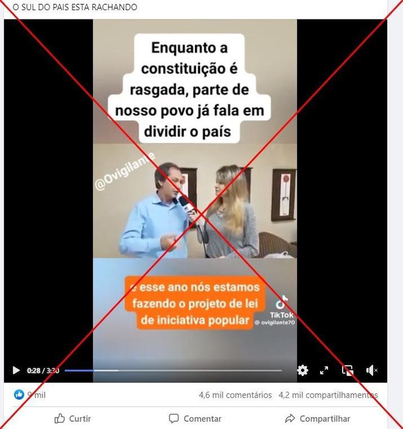 Captura de tela feita em 1 de agosto de 2023 de uma publicao no Facebook