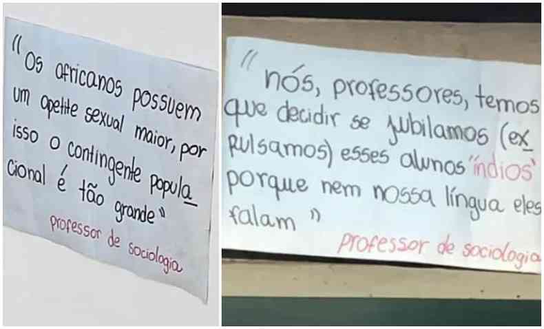 Cartazes espalhadas pela UFMG com falas racistas de professor 