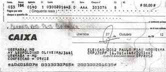 Um dos cheques usados pela campanha de Piau para pagar fiscais no dia da eleio em segundo turno