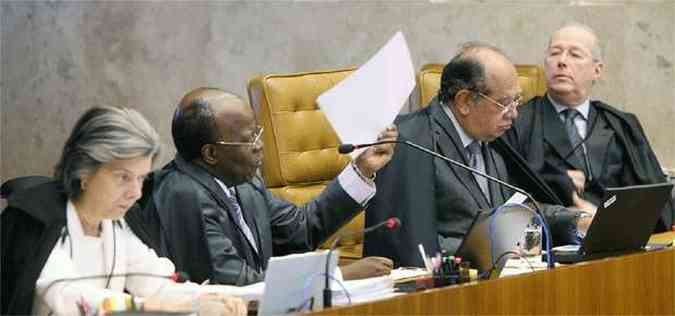 Com atraso e discusso comeou nesta quinta-feira voto dos ministros (foto: Nelson Jr./SCO/STF)