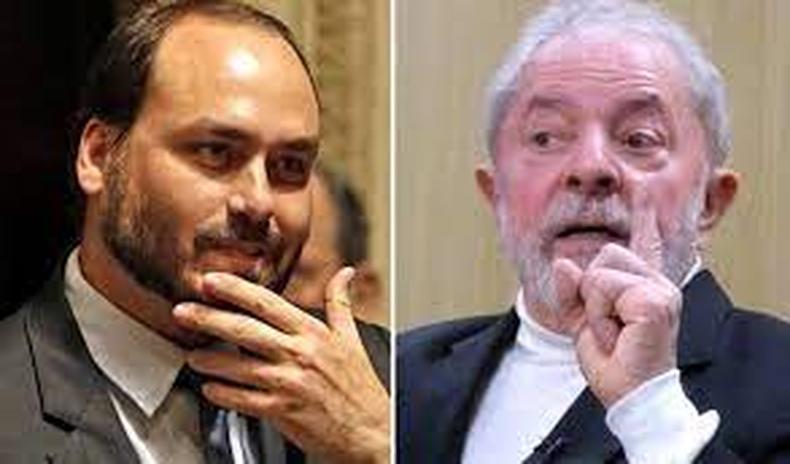 Montagem com Carlos Bolsonaro e Lula