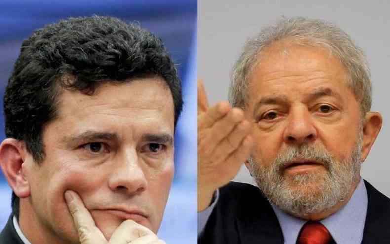 Montagem: Moro na esquerda e Lula na direita
