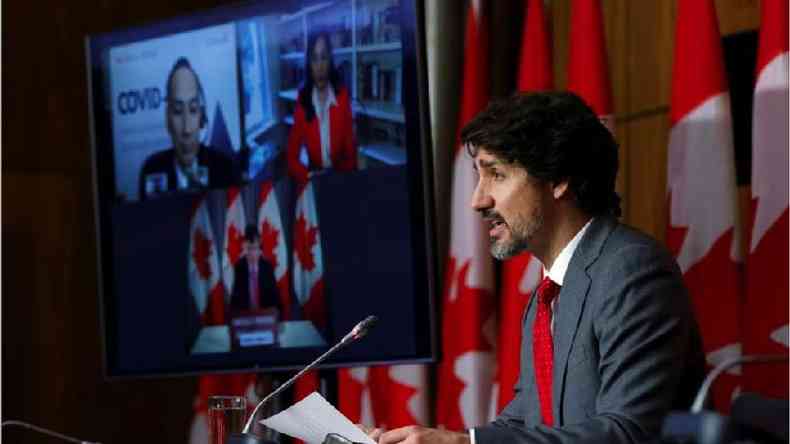 O premi canadense Justin Trudeau diz que seu pas est enfrentando uma terceira onda de covid(foto: Reuters)