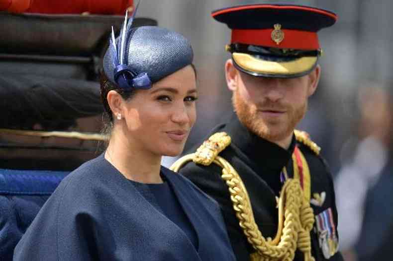 Meghan Markle, duquesa de Sussex e prncipe Harry, duque de Sussex.(foto: Daniel Leal-Olivas/AFP)