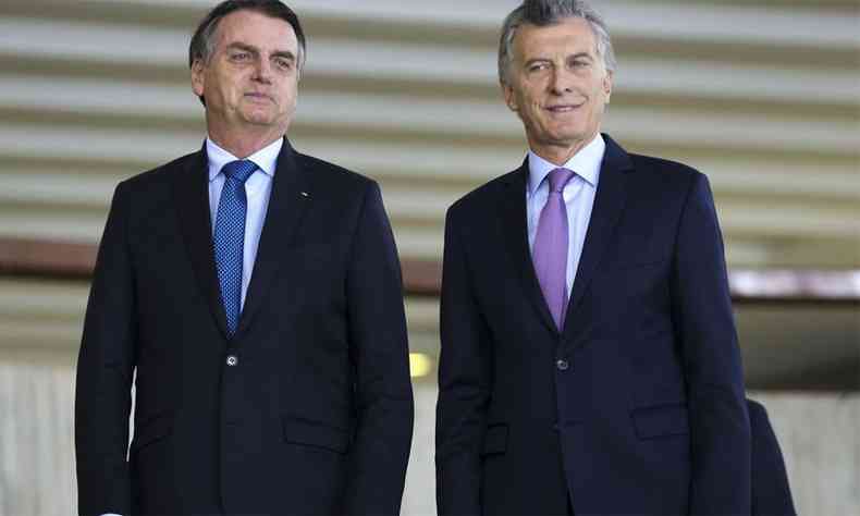 Os presidentes Jiar Bolsonaro e Maurcio Macri(foto: Marcelo Camargo/Agncia Bras)
