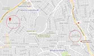 Caminhes de lixo foram incendiados no Alto Caiaras e na regio da Pedreira Prado Lopes(foto: Reproduo internet/Google Maps)