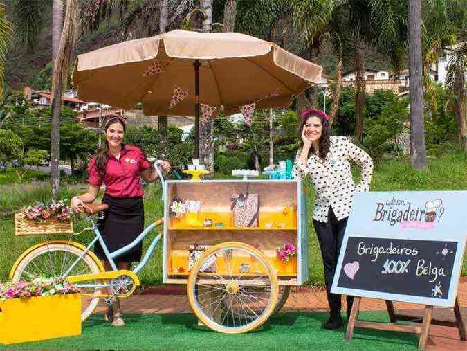 As irms e scias na Cad Meu Brigadeiro, Mnica e Fernanda Galan, viram a food bike em Portugal e, depois de uma Kombi adaptada para vender doces, customizaram uma bicicleta (foto: Arquivo Pessoal )