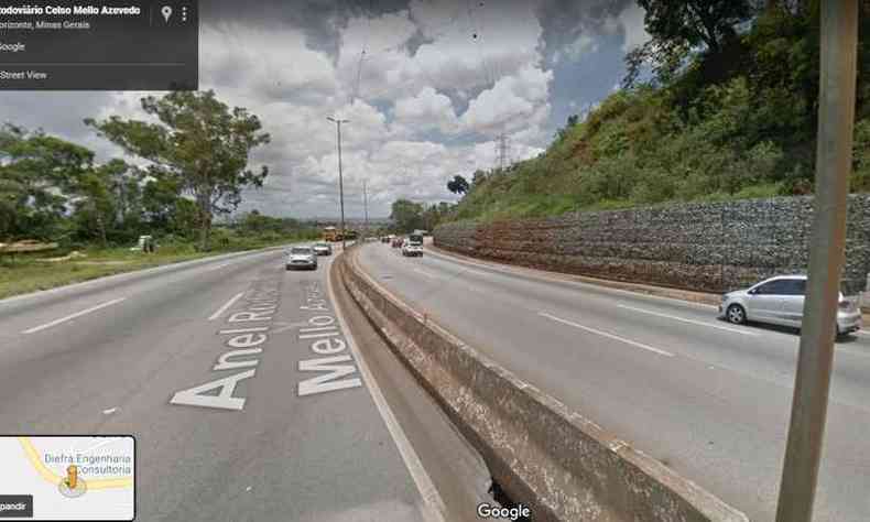 Anel Rodovirio tem bloqueios na altura do Km 542, nos dois sentidos(foto: Reproduo/Google Street View)