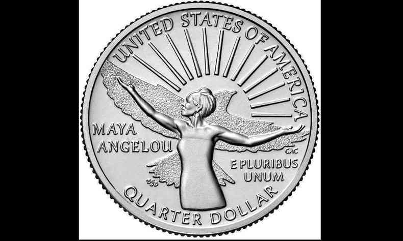 imagem da moeda em homenagem à Maya Angelou