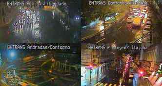 Cmeras da BHTrans mostram a chuva na regio central da cidade(foto: Reproduo internet/BHTrans)