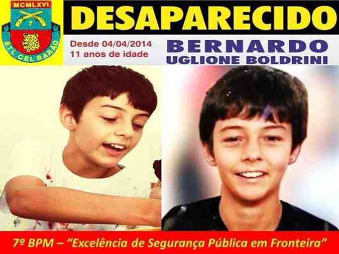 Cartaz que a polcia divulgou enquanto procurava pistas de menino at ento desaparecido(foto: 7 BPM - TRS PASSOS/Divulgao)