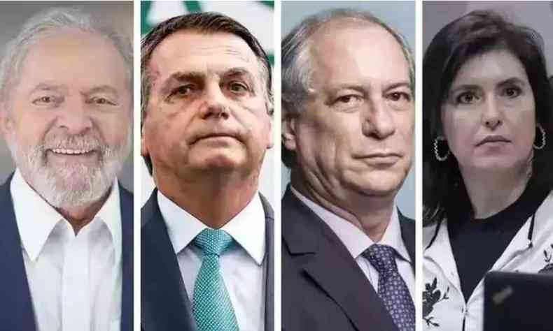 Lula, Bolsonaro, Ciro e Simone Tebet
