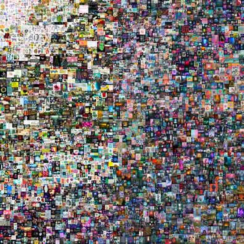 Foto mostra a obra 'Everydays: 5.000 days', colagem de 5 mil imagens criada pelo artista plstico Beetle