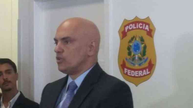 Alexandre de Moraes visitou o Aeroporto Internacional Tancredo Neves, em Confins, para vistoriar os procedimentos de segurança da Polícia Federal no terminal(foto: Jair Amaral/EM/D.A.Press)