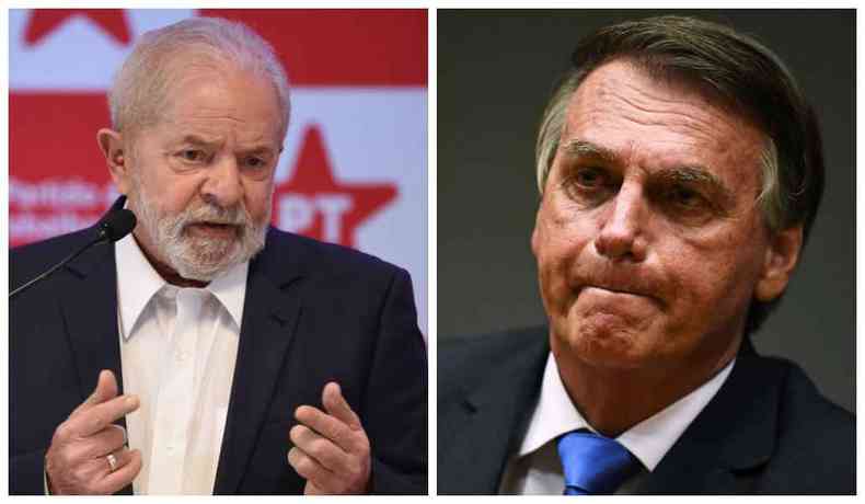 Montagem de fotos com Lula à esquerda e Bolsonaro, à direita