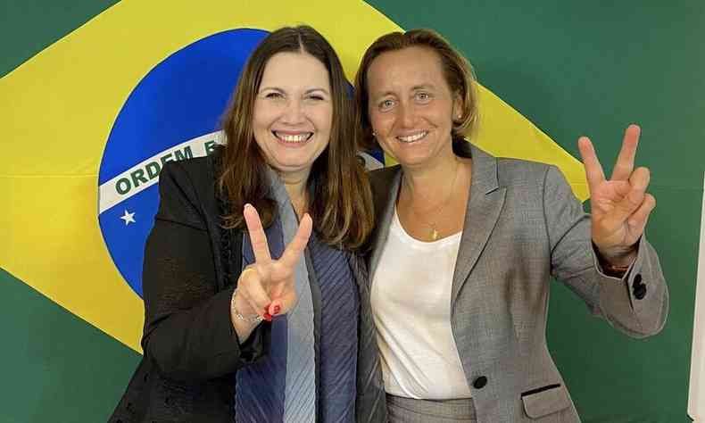 Deputada federal Bia Kicis (PSL-SP) e deputada alem Beatrix Von Storch(foto: Reproduo)
