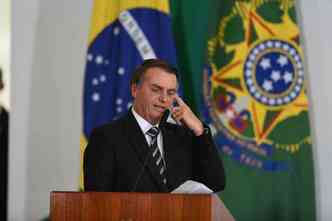 Presidente da Repblica, Jair Bolsonaro durante cerimnia dos 200 dias de governo (foto: Ed Alves/CB/D.A Press )