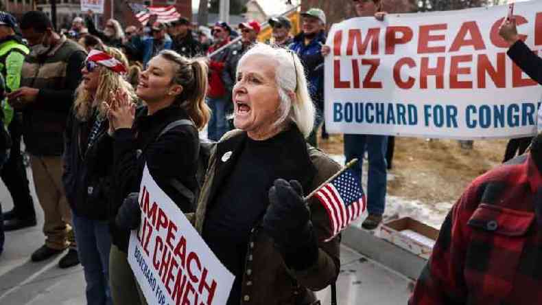 Matt Gaetz apoiou esforos para expulsar a deputada Liz Cheney, que votou a favor do impeachment de Donald Trump(foto: Getty Images)