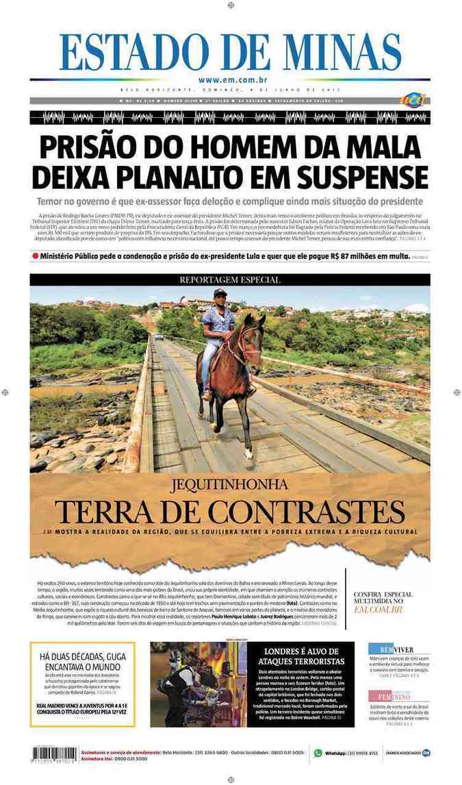 Confira a Capa do Jornal Estado de Minas do dia 04/06/2017