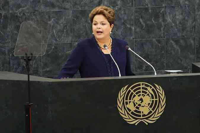 A presidente Dilma abriu a reunio anual da ONU criticando as denncias de espionagem dos Estados contra o Brasil(foto: Spencer Platt/AFP)