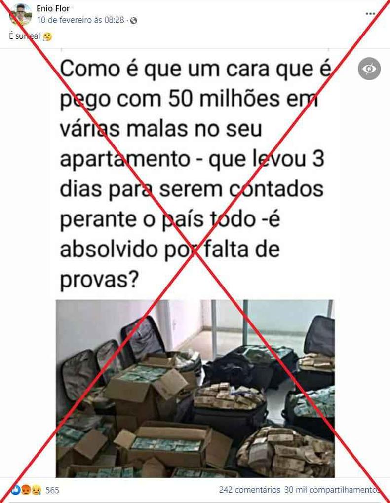 Captura de tela feita em 1º de março de 2021 de uma publicação no Facebook Captura de tela feita em 1º de março de 2021 de uma publicação no Facebook