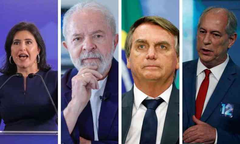 Montagem: Tebet; Lula;; Bolsonaro e Ciro