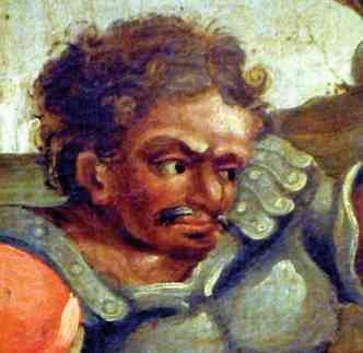 Homem vestido como soldado romano, destaque em quadro de Atade, seria a retratao do gnio do barroco, segundo pesquisado(foto: BETO NOVAES/EM/D.A PRESS)
