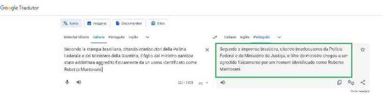 Captura de tela feita em 26 de julho de 2023 de uma traduo no Google