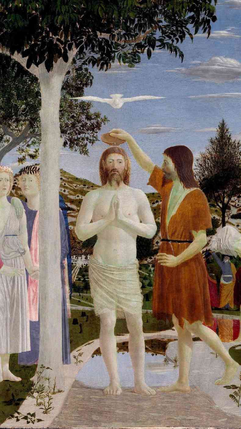 Obra de Piero della Francesca, sculo 15, retratando o batismo de Jesus