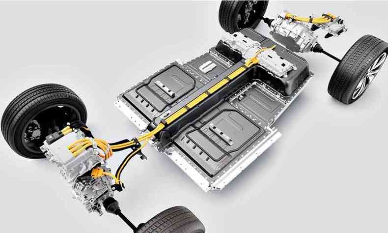 As baterias ficam sob o assoalho do carro, em estrutura devidamente protegida(foto: Volvo/divulgao)