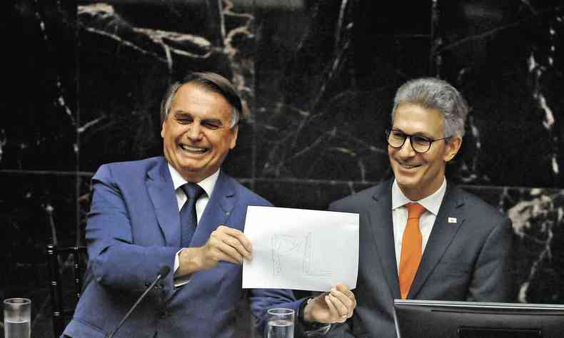 Bolsonaro e Zema estiveram juntos na Assembleia Legislativa em agosto, quando o ex-presidente foi homenageado