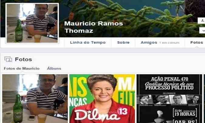 Pgina do Facebook de Maurcio Ramos exibe foto da presidente Dilma(foto: Facebook/Reproduo)