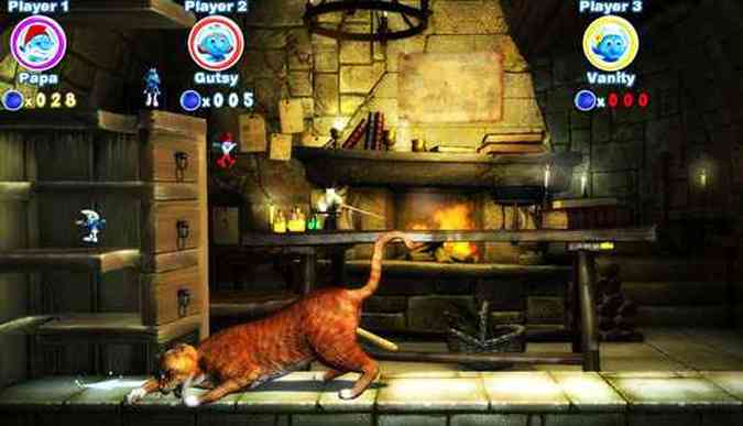 Fugindo do gato malvado o jogador pode andar com seu smurf em direo ao mundo que deseja jogar(foto: Ubisoft/Divulgao)