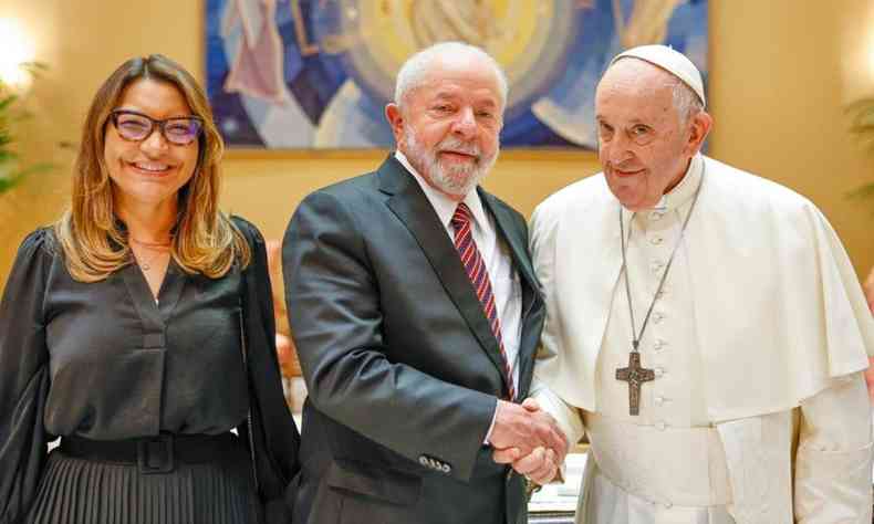 Lula e Janja com o Papa Francisco