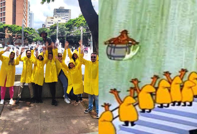 Montagem do time e do meme