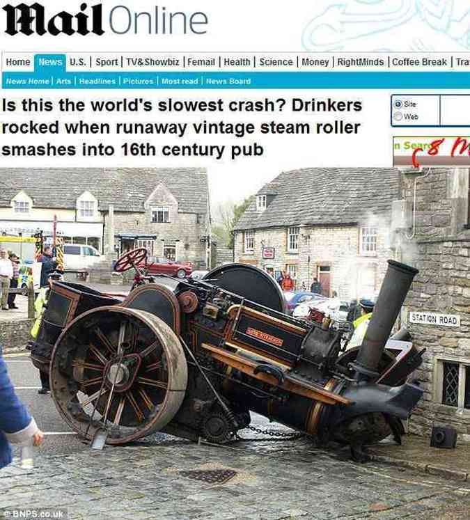 Daily Mail/Reproduo(foto: Rolo compressos ficou destrudo aps a coliso)