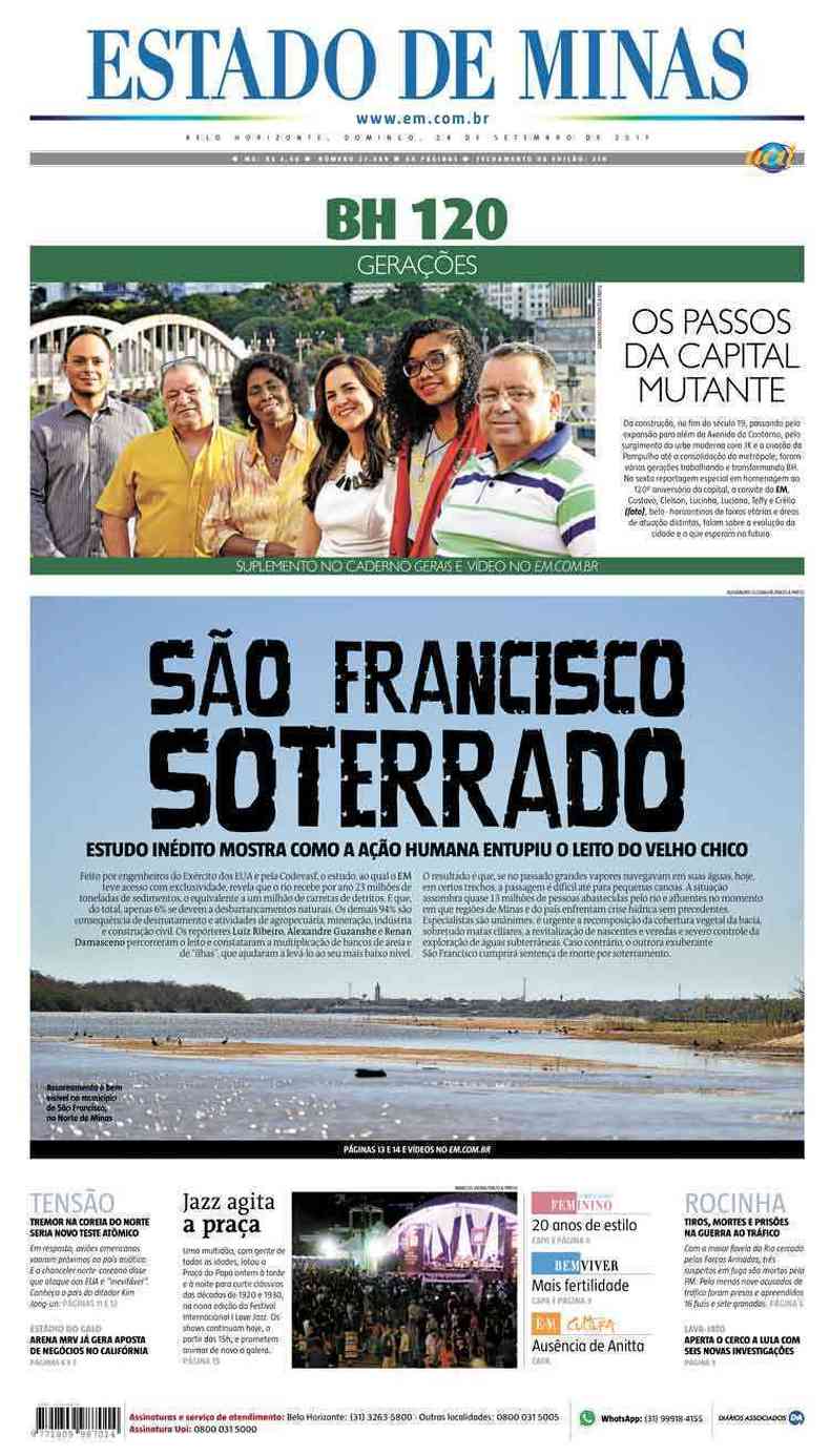 Confira a Capa do Jornal Estado de Minas do dia 24/09/2017