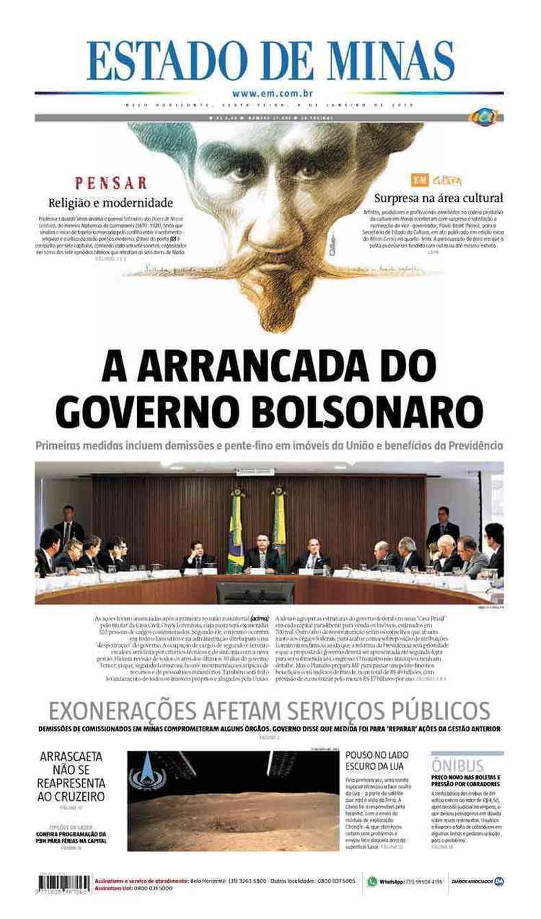 Confira a Capa do Jornal Estado de Minas do dia 04/01/2019(foto: Estado de Minas)