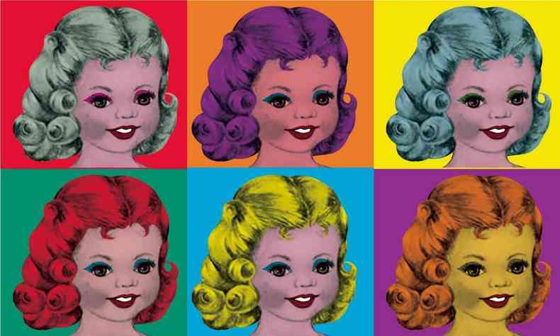 ilustrao colorida com rostos de bonecas