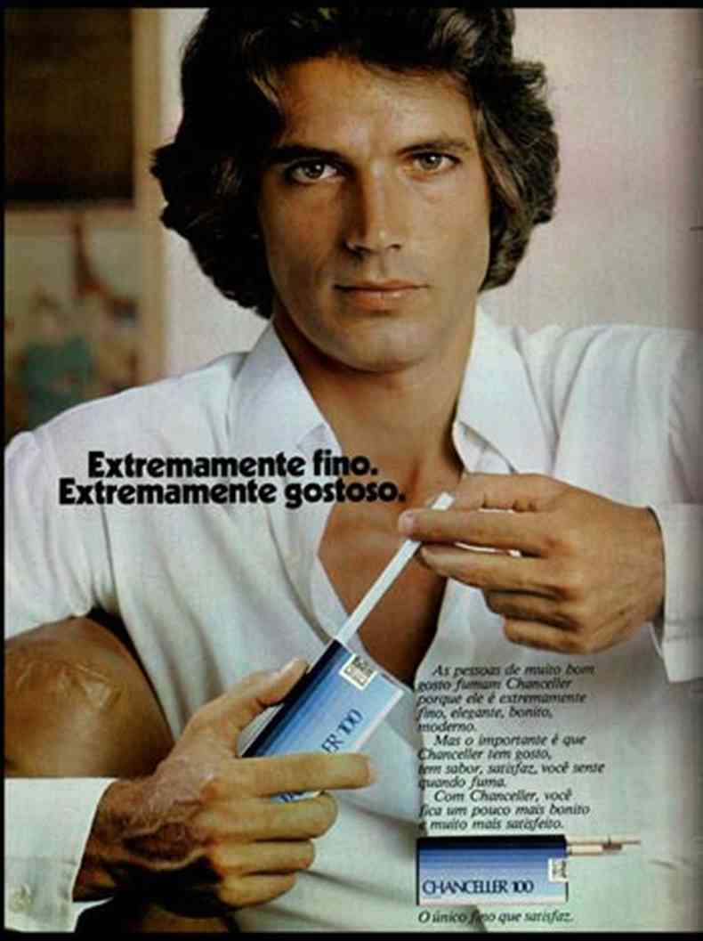 O ator e modelo em campanha para marca de cigarros nos anos 1970 (foto: Reproduo)