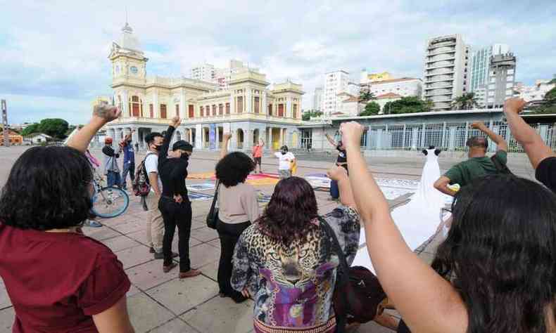 Os manifestantes celebram o Dia Internacional dos Direitos Humanos e protestam contra todo tipo de violncia e opresso do Estado (foto: Juarez Rodrigues/EM/D.A Press.)