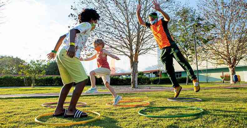 No resort Tauá, o maior de Caeté, atividades de recreação infantil agora só são oferecidas ao ar livre e com, no máximo seis crianças