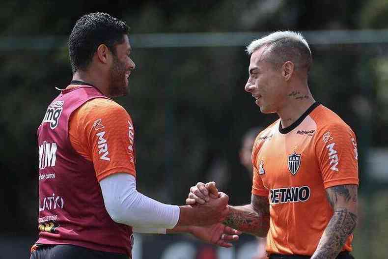 Hulk e Vargas devem ser titulares do ataque do Atltico contra o River(foto: Pedro Souza/Atltico)