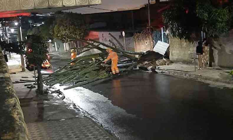 Cacto ficou atravessado na rua, impedido a passagem de veculos(foto: Reproduo da internet/WhatsApp)