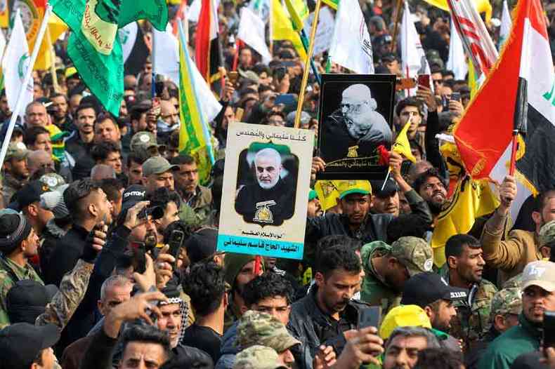 Funeral do general iraniano Qassem Soleimani: conflito entre EUA e Ir tende a afetar o comrcio mundial(foto: Ahmad Al-Rubaye %u2013 AFP)