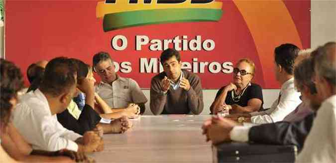 Encontro reuniu peemedebistas e socialistas em ato na sede do PMDB na capital (foto: Juarez Rodrigues/EM/D.A Press)